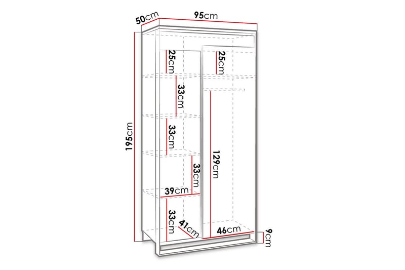 Quant Garderob 50x95 cm - Ek/Svart - Förvaring - Klädförvaring - Garderob & garderobssystem