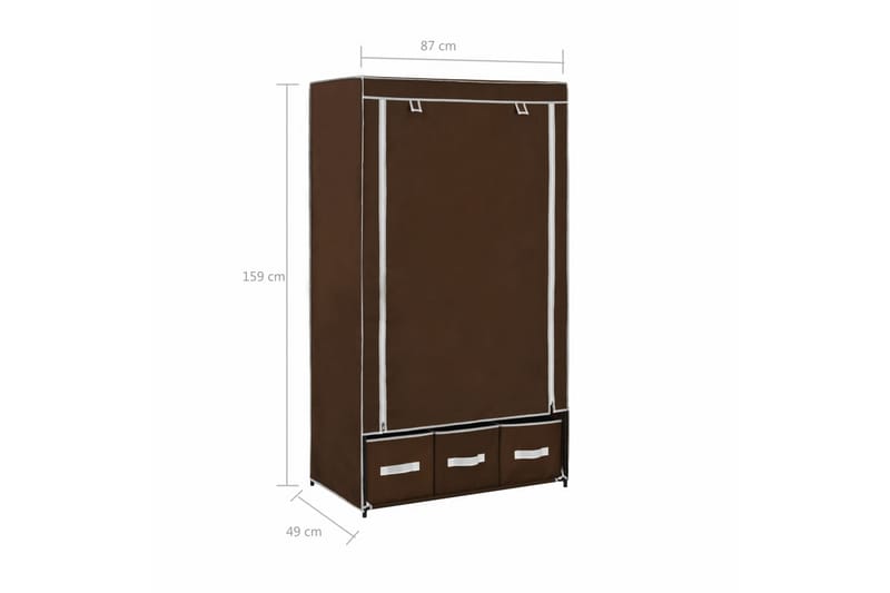 Garderob brun 87x49x159 cm tyg - Brun - Förvaring - Klädförvaring - Garderob & garderobssystem - Resegarderob