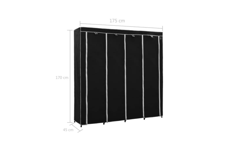 Garderob med 4 fack svart 175x45x170 cm - Svart - Förvaring - Klädförvaring - Garderob & garderobssystem - Resegarderob