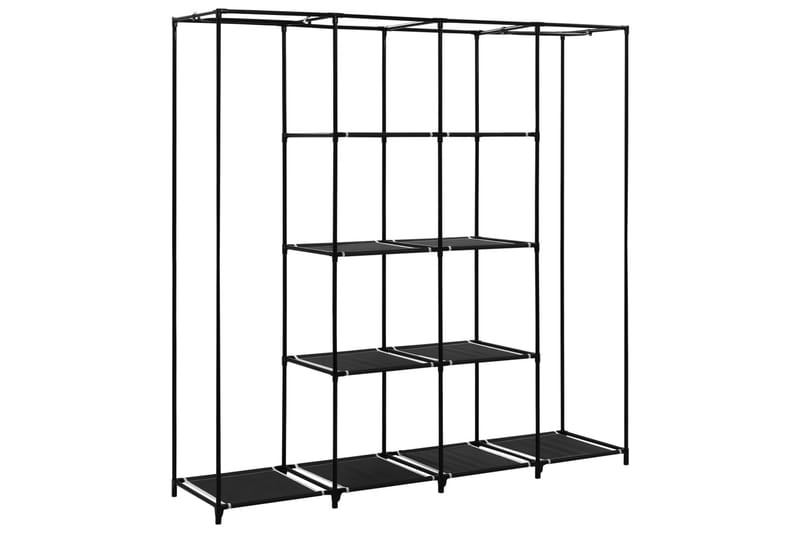 Garderob med 4 fack svart 175x45x170 cm - Svart - Förvaring - Klädförvaring - Garderob & garderobssystem - Resegarderob