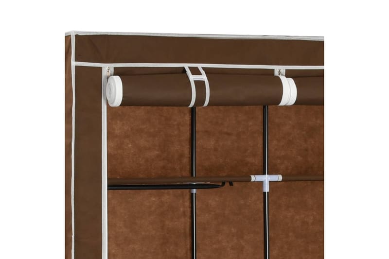 Garderob med fack och stänger brun 150x45x175 cm tyg - Brun - Resegarderob