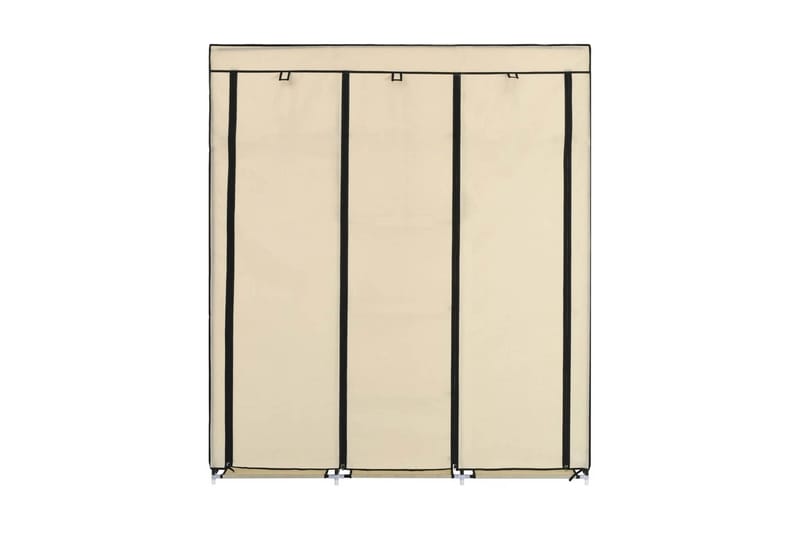Garderob med fack och stänger gräddvit 150x45x175 cm tyg - Vit - Förvaring - Klädförvaring - Garderob & garderobssystem - Resegarderob
