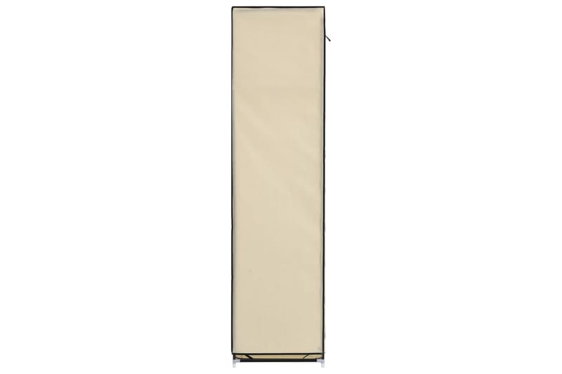 Garderob med fack och stänger gräddvit 150x45x175 cm tyg - Vit - Förvaring - Klädförvaring - Garderob & garderobssystem - Resegarderob