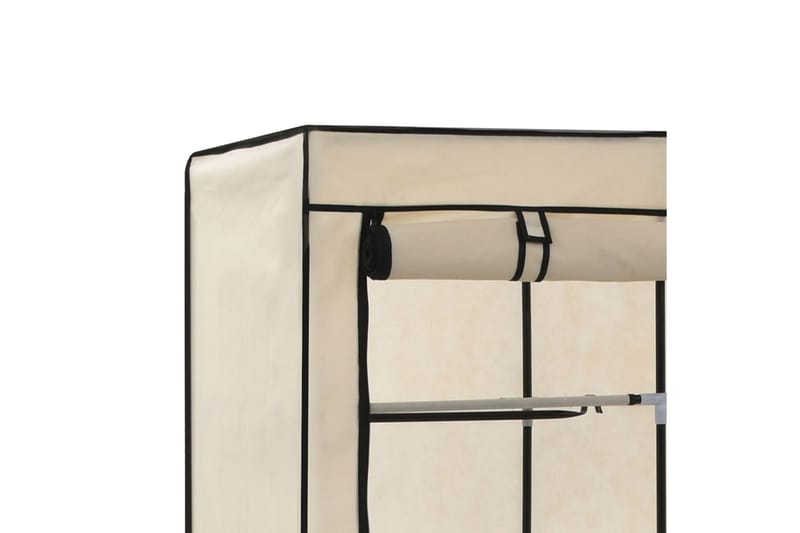 Garderob med fack och stänger gräddvit 150x45x175 cm tyg - Vit - Förvaring - Klädförvaring - Garderob & garderobssystem - Resegarderob