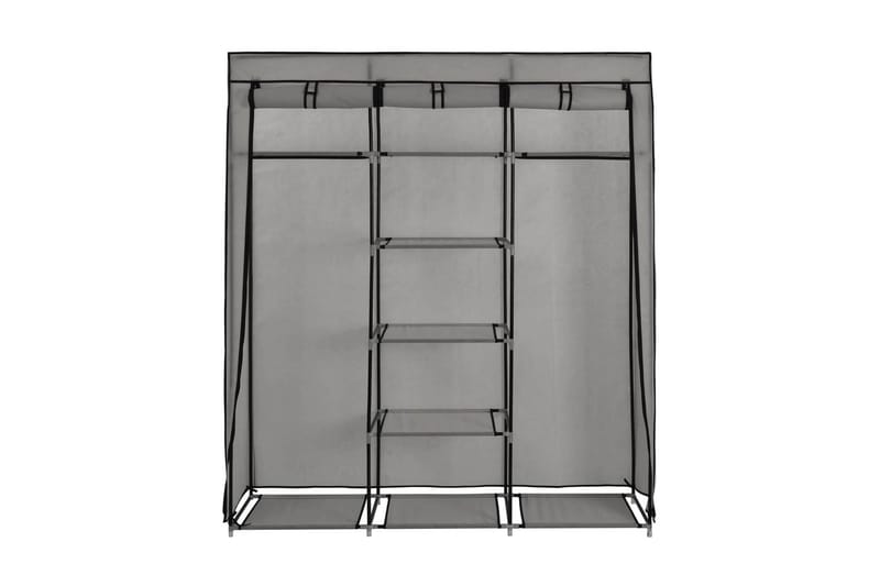 Garderob med fack och stänger grå 150x45x175 cm tyg - Grå - Förvaring - Klädförvaring - Garderob & garderobssystem - Resegarderob