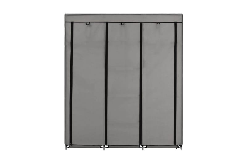 Garderob med fack och stänger grå 150x45x175 cm tyg - Grå - Förvaring - Klädförvaring - Garderob & garderobssystem - Resegarderob