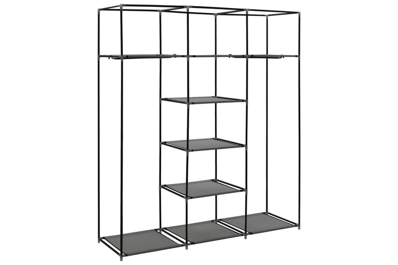 Garderob med fack och stänger grå 150x45x175 cm tyg - Grå - Förvaring - Klädförvaring - Garderob & garderobssystem - Resegarderob