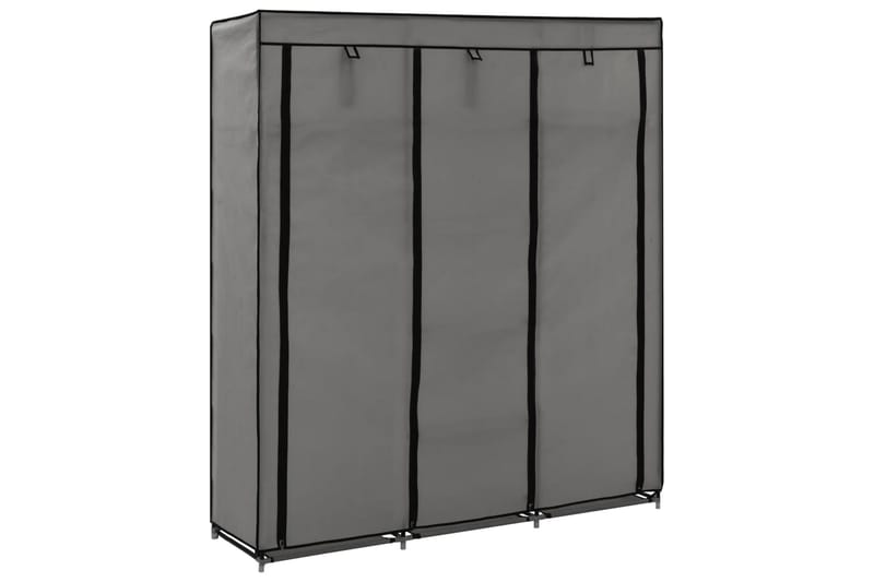 Garderob med fack och stänger grå 150x45x175 cm tyg - Grå - Förvaring - Klädförvaring - Garderob & garderobssystem - Resegarderob