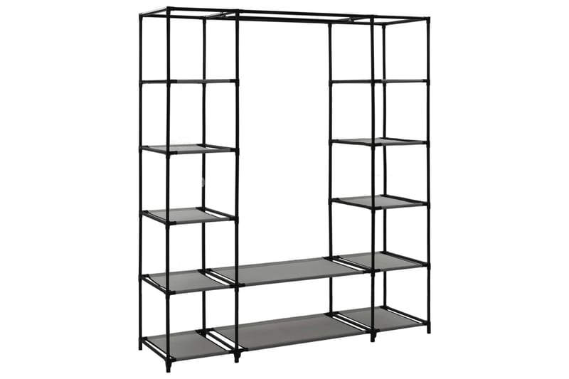 Garderob med fack och stänger grå 150x45x176 cm tyg - Grå - Förvaring - Klädförvaring - Garderob & garderobssystem - Resegarderob