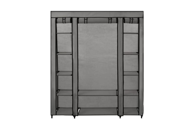 Garderob med fack och stänger grå 150x45x176 cm tyg - Grå - Förvaring - Klädförvaring - Garderob & garderobssystem - Resegarderob