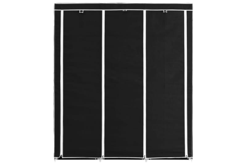 Garderob med fack och stänger svart 150x45x175 cm tyg - Svart - Förvaring - Klädförvaring - Garderob & garderobssystem - Resegarderob