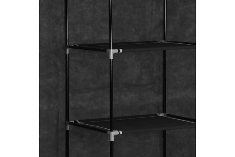 Garderob med fack och stänger svart 150x45x175 cm tyg - Svart - Förvaring - Klädförvaring - Garderob & garderobssystem - Resegarderob