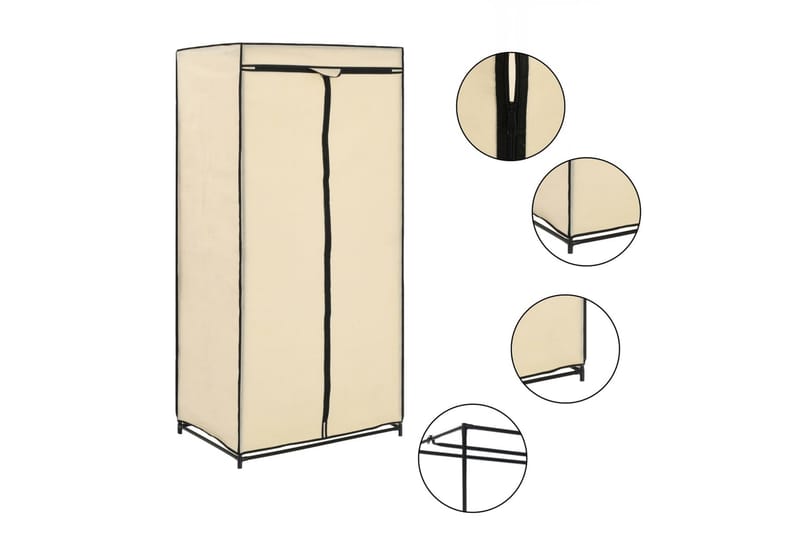 Garderober 2 st gräddvit 75x50x160 cm - Kräm - Förvaring - Klädförvaring - Garderob & garderobssystem - Resegarderob
