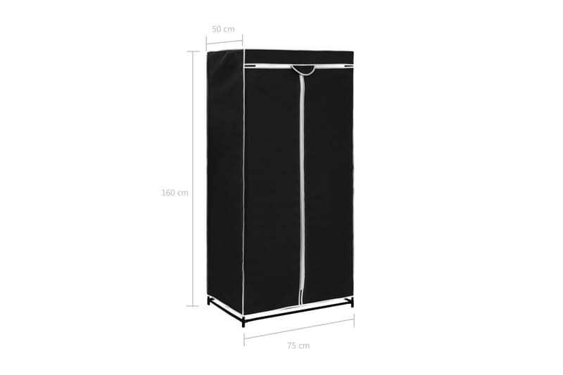Garderober 2 st svart 75x50x160 cm - Svart - Förvaring - Klädförvaring - Garderob & garderobssystem - Resegarderob