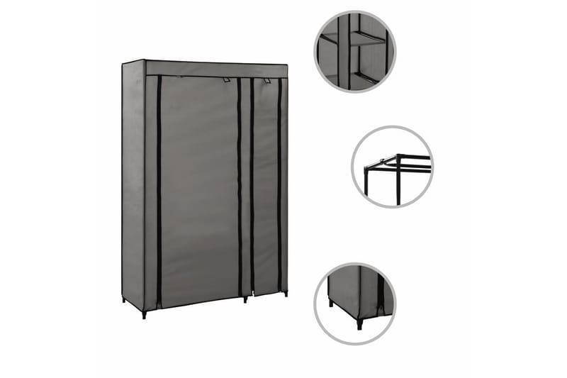 Resegarderob 2 st grå 110x45x175 cm tyg - Grå - Förvaring - Klädförvaring - Garderob & garderobssystem - Resegarderob