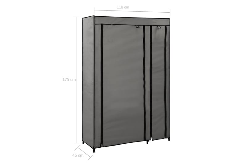 Resegarderob 2 st grå 110x45x175 cm tyg - Grå - Förvaring - Klädförvaring - Garderob & garderobssystem - Resegarderob