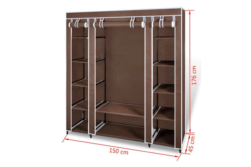 Resegarderob med fack och stänger 45x150x176 cm brun - Brun - Resegarderob