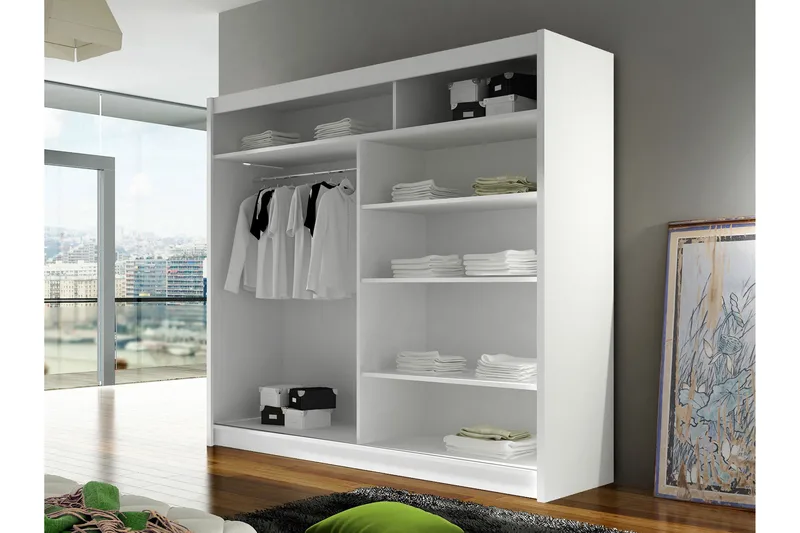 Rilievo Garderob m. Spegel 180x215 cm - Beige - Förvaring - Klädförvaring - Garderob & garderobssystem