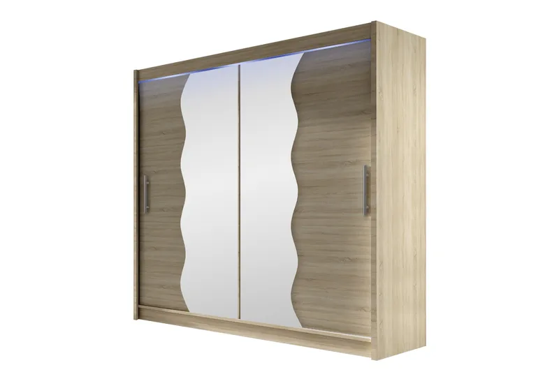 Rilievo Garderob m. Spegel 180x215 cm - Brun - Förvaring - Klädförvaring - Garderob & garderobssystem