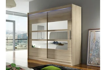 Rilievo Garderob m. Spegel 180x215 cm - Brun - Förvaring - Klädförvaring - Garderob & garderobssystem