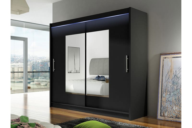 Rilievo Garderob m. Spegel 180x215 cm - Brun - Förvaring - Klädförvaring - Garderob & garderobssystem