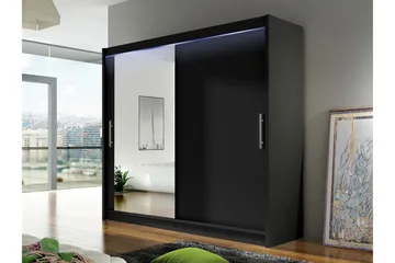 Rilievo Garderob m. Spegel 180x215 cm - Brun - Förvaring - Klädförvaring - Garderob & garderobssystem
