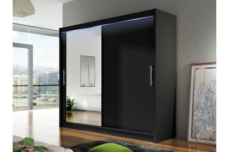 Rilievo Garderob m. Spegel 180x215 cm - Brun - Förvaring - Klädförvaring - Garderob & garderobssystem