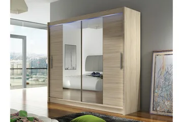 Rilievo Garderob m. Spegel 180x215 cm - Brun - Förvaring - Klädförvaring - Garderob & garderobssystem
