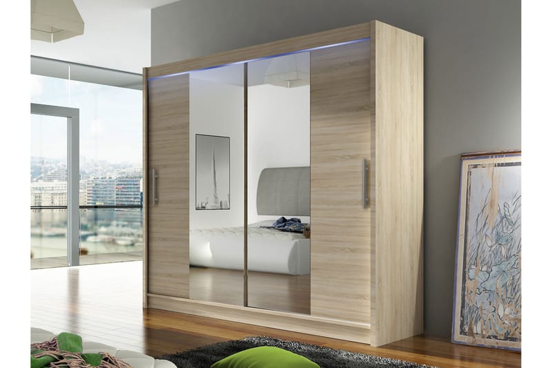 Rilievo Garderob m. Spegel 180x215 cm - Brun - Förvaring - Klädförvaring - Garderob & garderobssystem