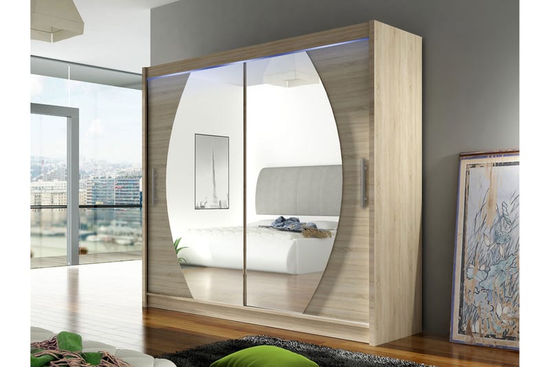 Rilievo Garderob m. Spegel 180x215 cm - Rosa - Förvaring - Klädförvaring - Garderob & garderobssystem