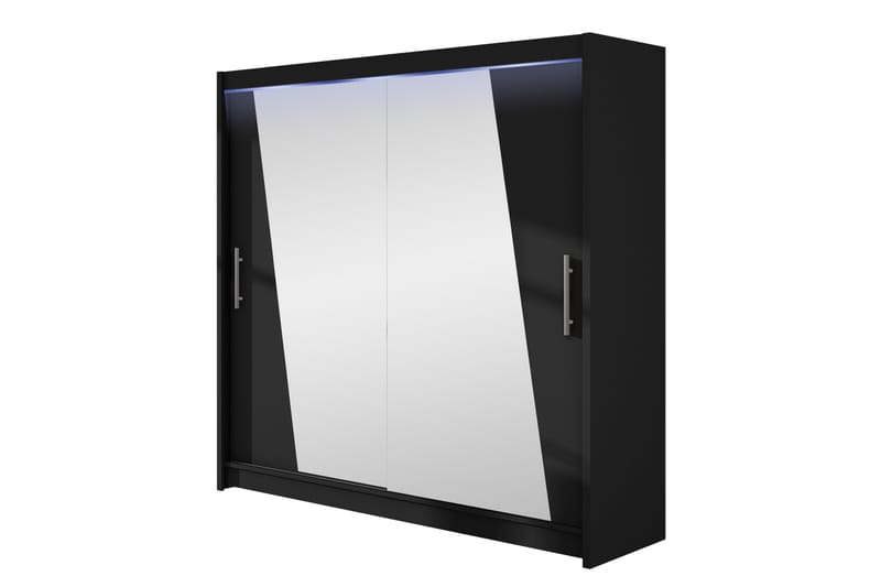 Rilievo Garderob m. Spegel 180x215 cm - Svart - Förvaring - Klädförvaring - Garderob & garderobssystem