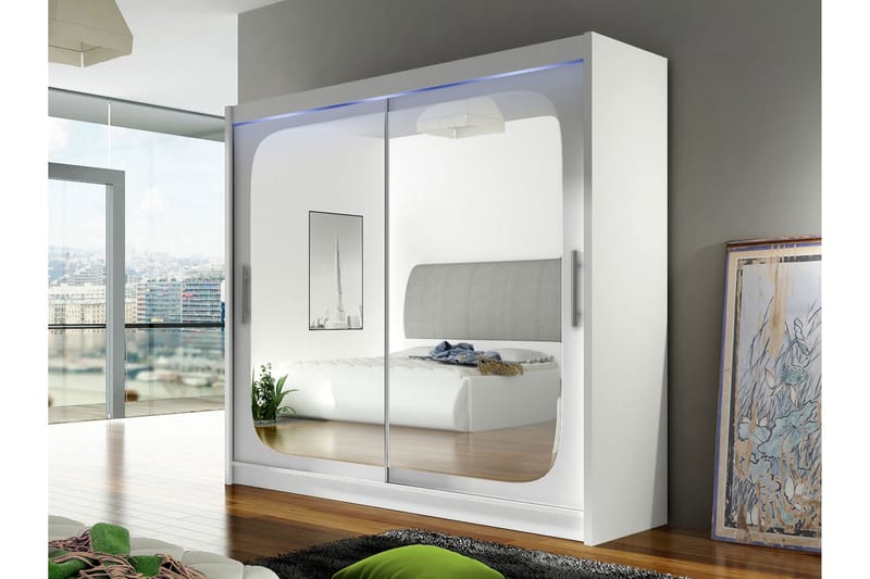 Rilievo Garderob m. Spegel 180x215 cm - Vit - Förvaring - Klädförvaring - Garderob & garderobssystem
