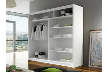 Rilievo Garderob m. Spegel 180x215 cm - Vit - Förvaring - Klädförvaring - Garderob & garderobssystem