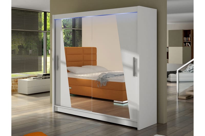 Rilievo Garderob m. Spegel 180x215 cm - Vit - Förvaring - Klädförvaring - Garderob & garderobssystem