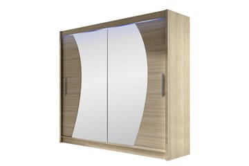 Rilievo Garderob med Spegel 180 cm i Ljust Trä - Beige - Förvaring - Klädförvaring - Garderob & garderobssystem