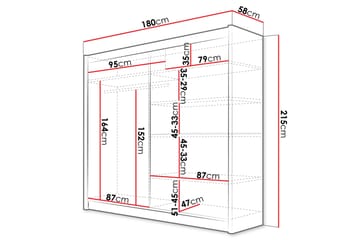 Rilievo Garderob med Spegel 180 cm i Målat Trä - Vit - Förvaring - Klädförvaring - Garderob & garderobssystem