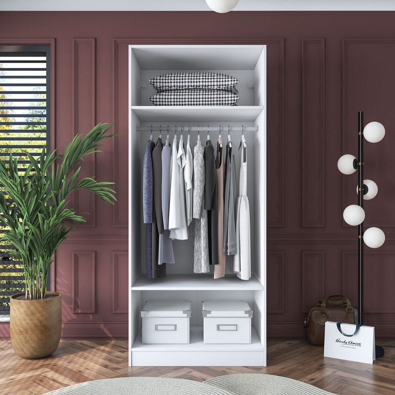 Sarnor Garderob 90x210x57,5 cm - Vit - Förvaring - Klädförvaring - Garderob & garderobssystem - Klädskåp & fristående garderob