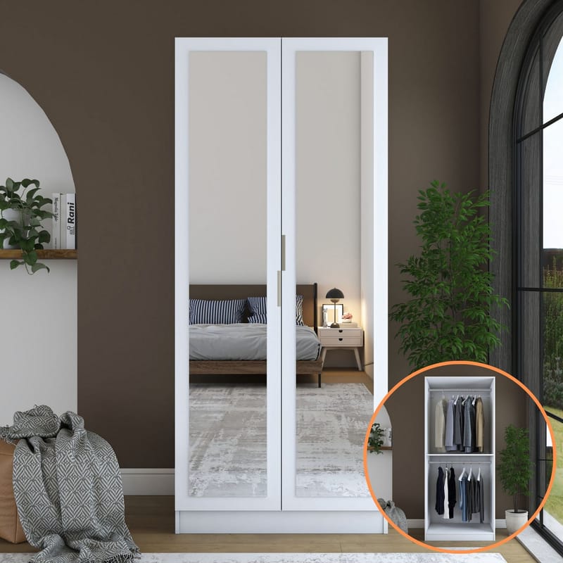Sarnor Garderob 90x210x57,5 cm - Vit - Förvaring - Klädförvaring - Garderob & garderobssystem - Klädskåp & fristående garderob