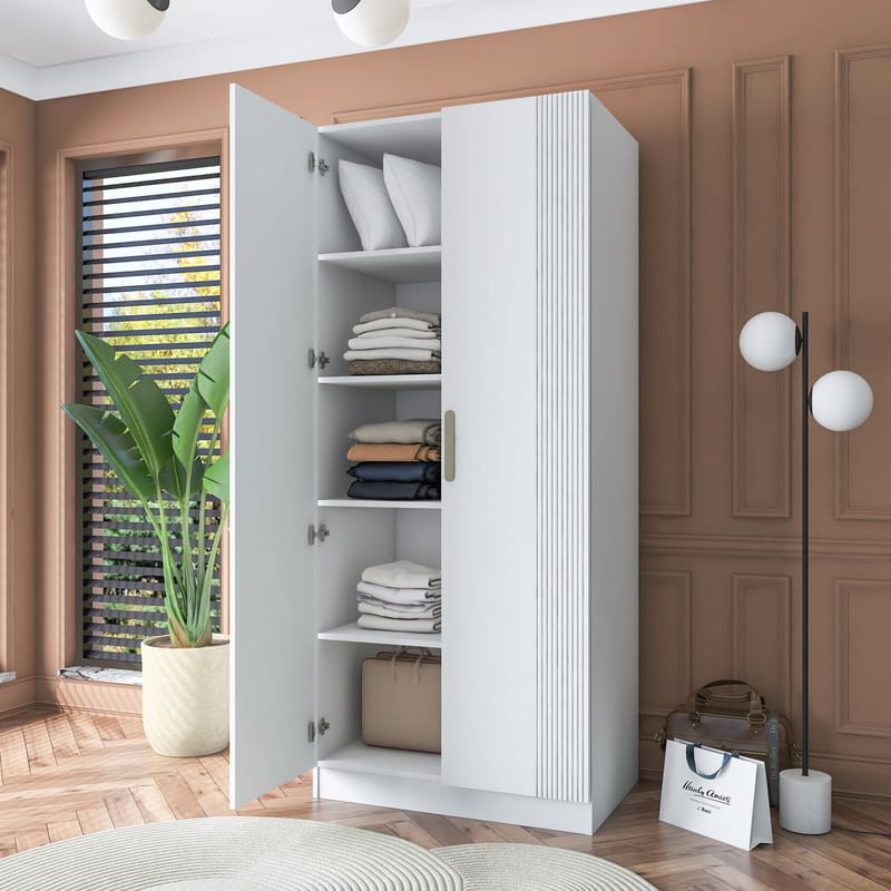 Sarnor Garderob 90x210x57,5 cm - Vit - Förvaring - Klädförvaring - Garderob & garderobssystem - Klädskåp & fristående garderob