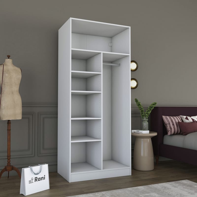 Sarnor Garderob 90x210x57,5 cm - Vit - Förvaring - Klädförvaring - Garderob & garderobssystem - Klädskåp & fristående garderob