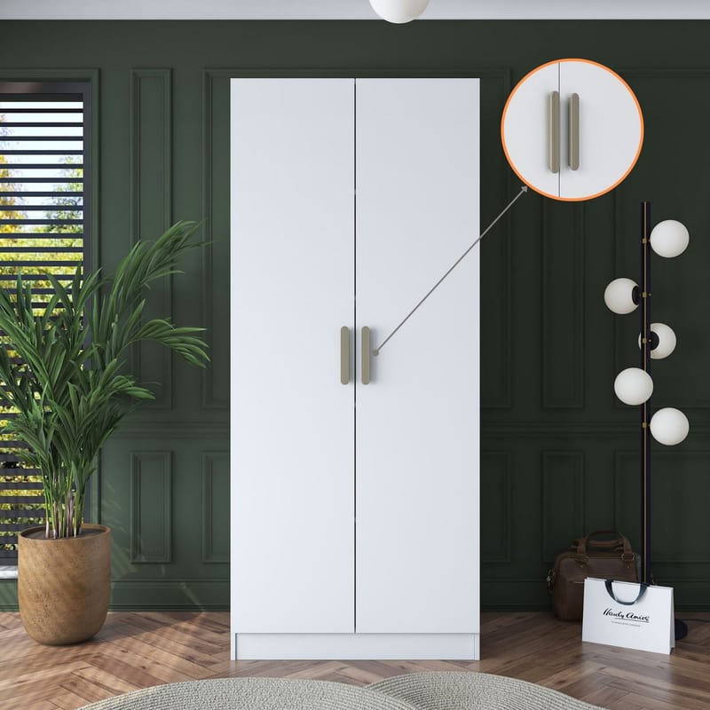 Sarnor Garderob 90x210x57,5 cm - Vit - Förvaring - Klädförvaring - Garderob & garderobssystem - Klädskåp & fristående garderob