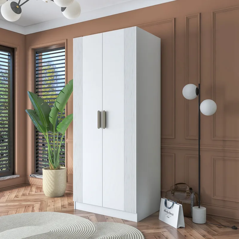 Sarnor Garderob 90x210x57,5 cm - Vit - Förvaring - Klädförvaring - Garderob & garderobssystem - Klädskåp & fristående garderob