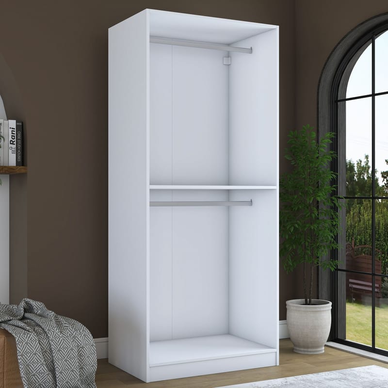 Sarnor Garderob 90x210x57,5 cm - Vit - Förvaring - Klädförvaring - Garderob & garderobssystem - Klädskåp & fristående garderob