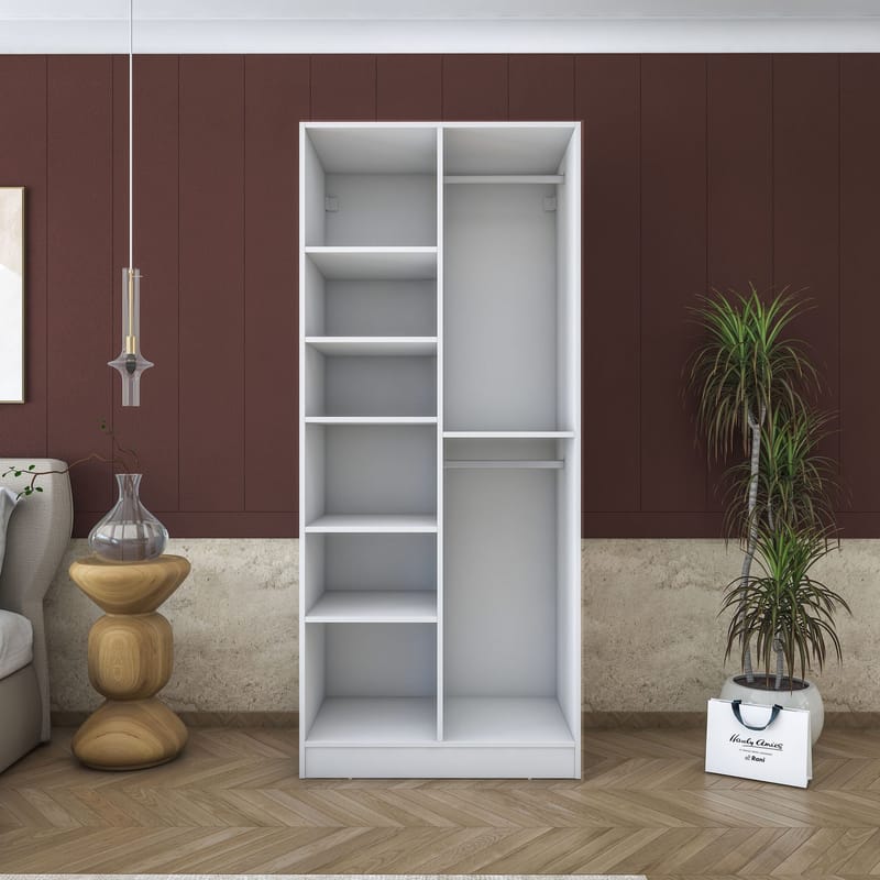 Sarnor Garderob 90x210x57,5 cm - Vit - Förvaring - Klädförvaring - Garderob & garderobssystem - Klädskåp & fristående garderob