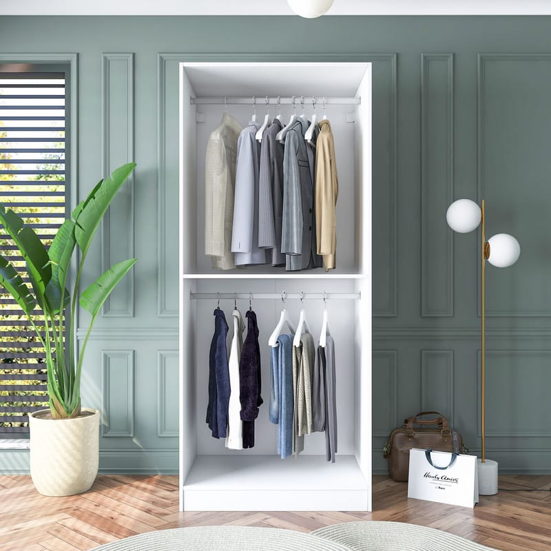 Sarnor Garderob 90x210x57,5 cm - Vit - Förvaring - Klädförvaring - Garderob & garderobssystem - Klädskåp & fristående garderob