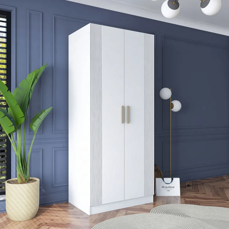 Sarnor Garderob 90x210x57,5 cm - Vit - Förvaring - Klädförvaring - Garderob & garderobssystem - Klädskåp & fristående garderob