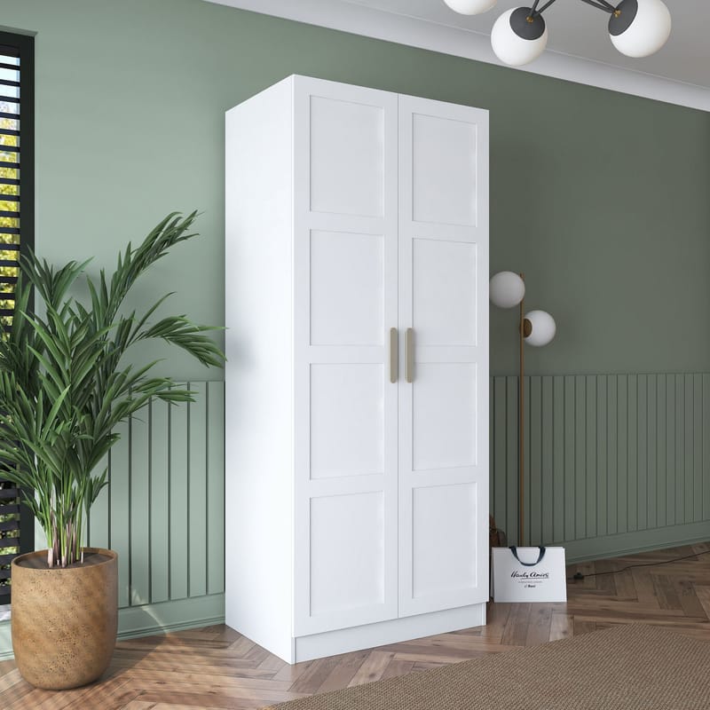 Sarnor Garderob 90x210x57,5 cm - Vit - Förvaring - Klädförvaring - Garderob & garderobssystem - Klädskåp & fristående garderob