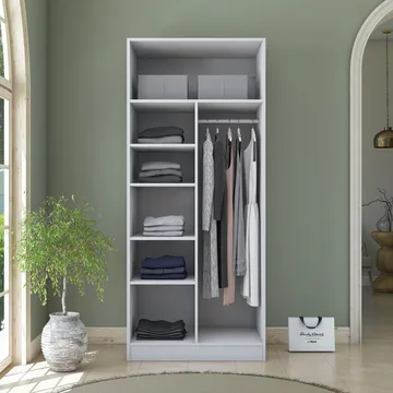 Sarnor Garderob 90x210x57,5 cm - Vit - Förvaring - Klädförvaring - Garderob & garderobssystem - Klädskåp & fristående garderob