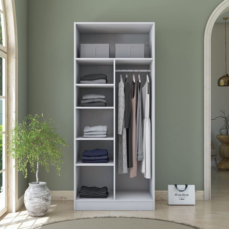Sarnor Garderob 90x210x57,5 cm - Vit - Förvaring - Klädförvaring - Garderob & garderobssystem - Klädskåp & fristående garderob
