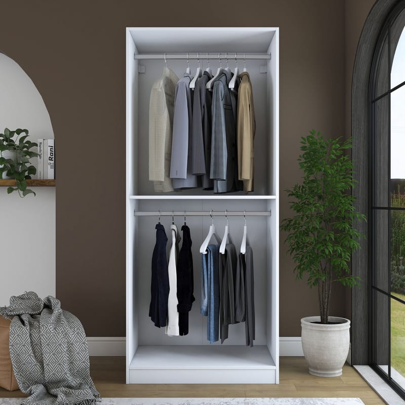 Sarnor Garderob 90x210x57,5 cm - Vit - Förvaring - Klädförvaring - Garderob & garderobssystem - Klädskåp & fristående garderob